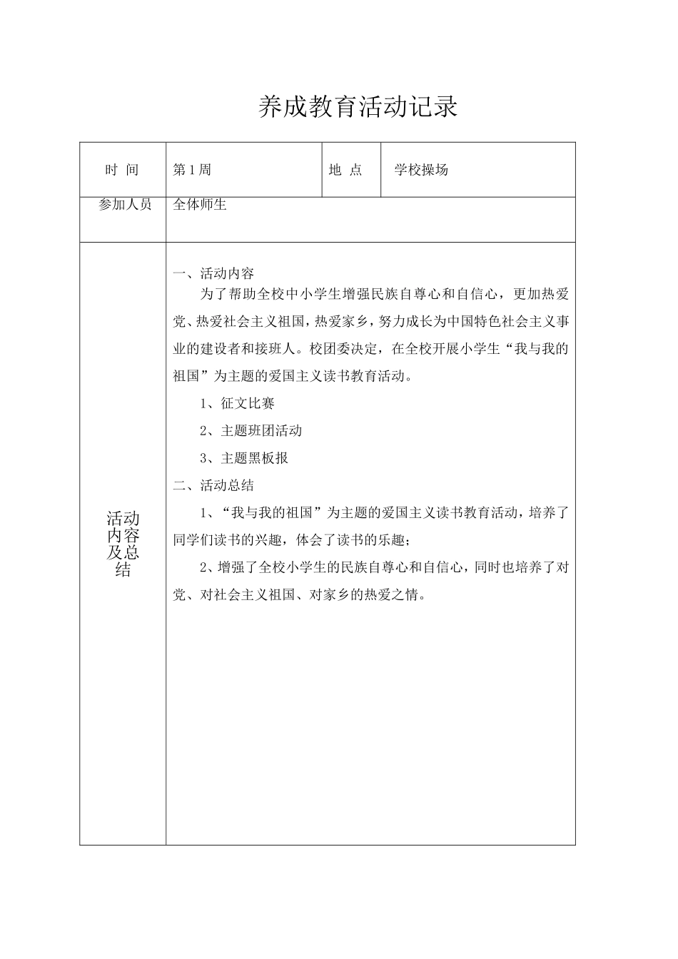 养成教育活动记录(同名13006)_第1页