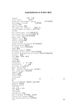 冶金英语(专业)