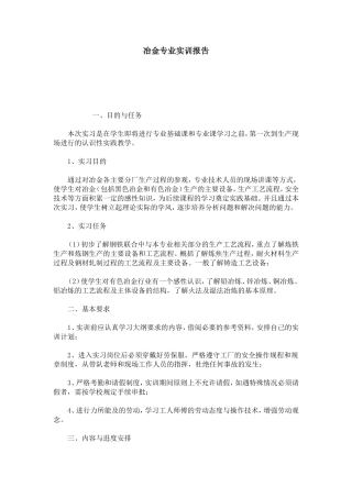 冶金专业实训报告-总结报告模板