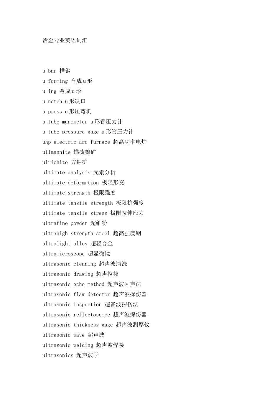 冶金专业—英语词汇_第1页