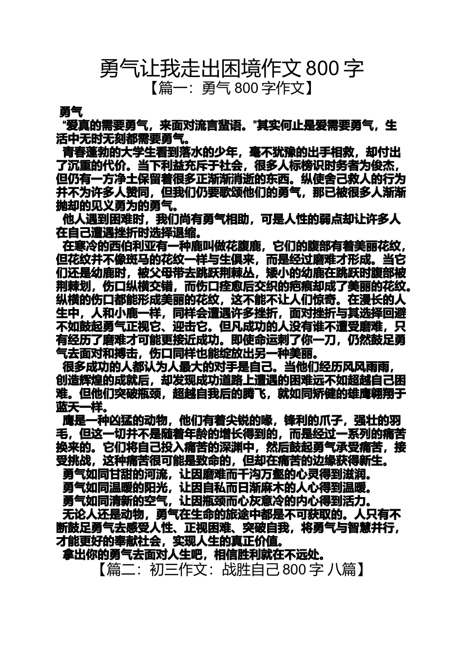 勇气作文之勇气让我走出困境作文800字_第1页