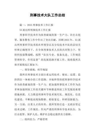 刑事技术大队工作总结