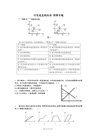 匀变速直线运动图像专题(新编)