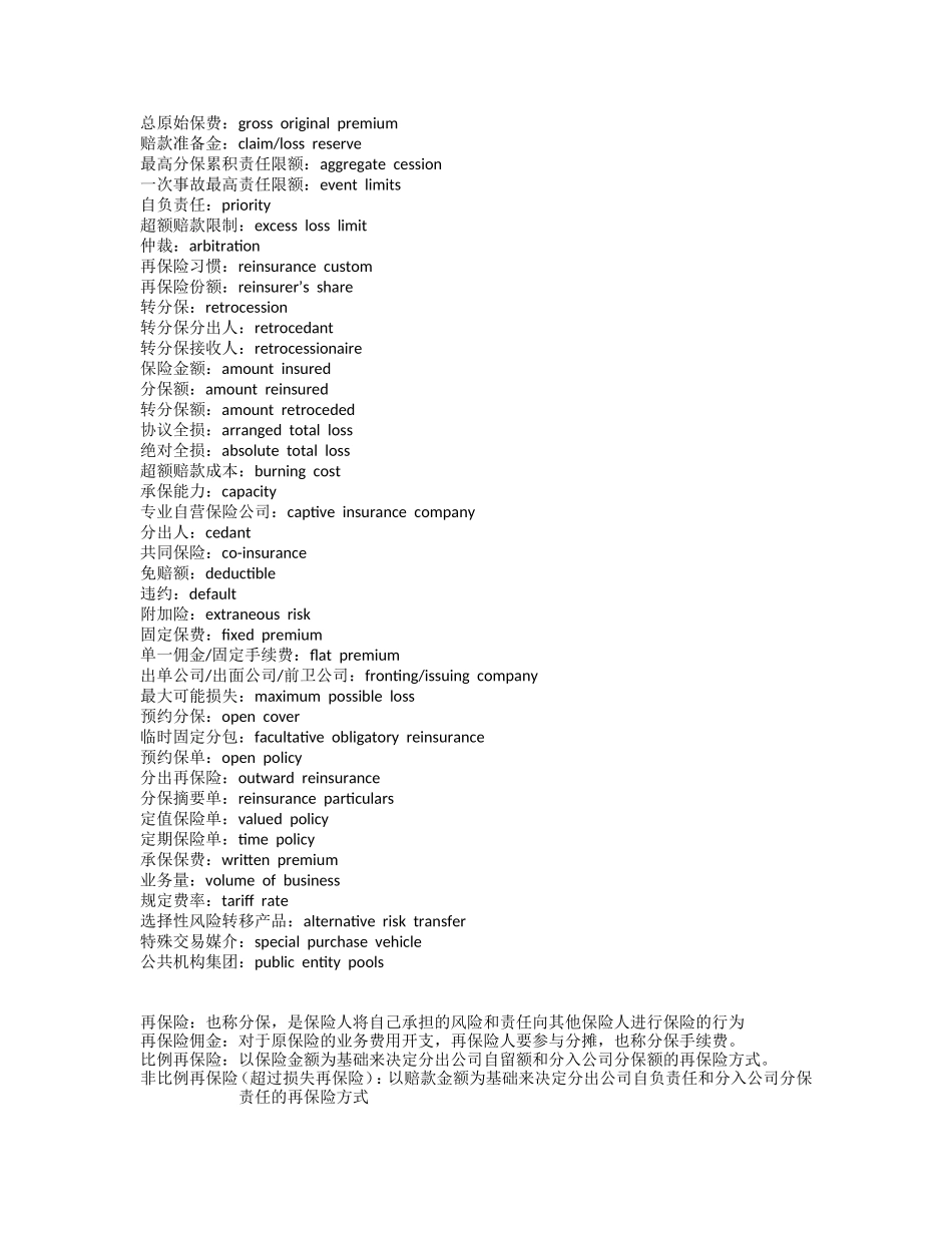 再保险名词中英文对照及再保险介绍.._第3页