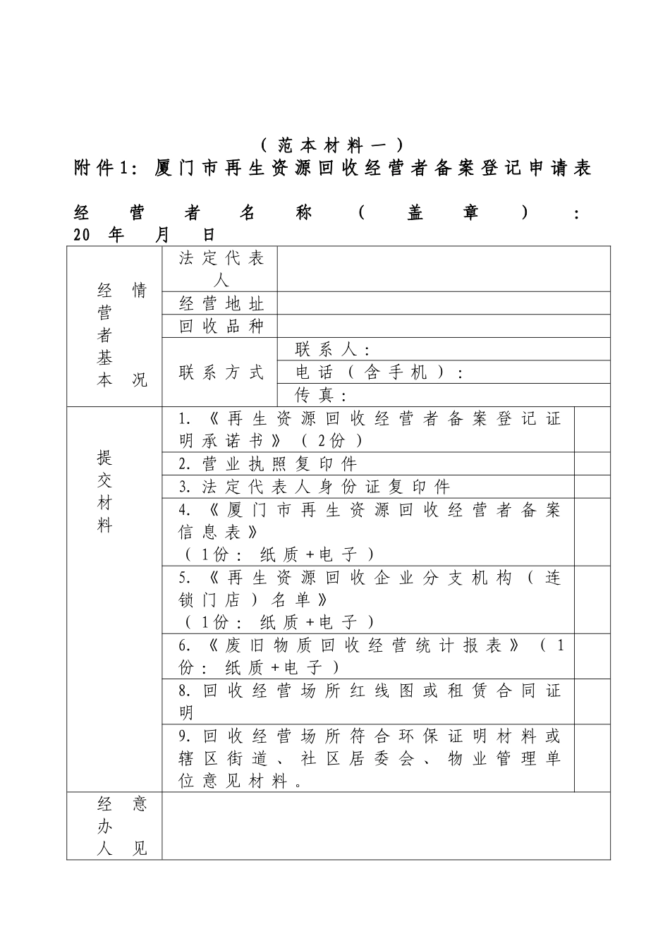 再生资源回收经营者备案申报材料范本_第2页