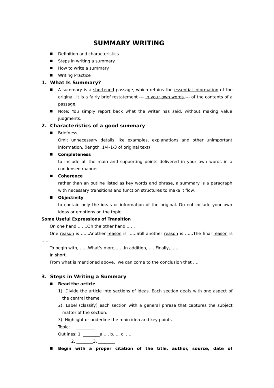 写作考试-Summary-Writing_第1页