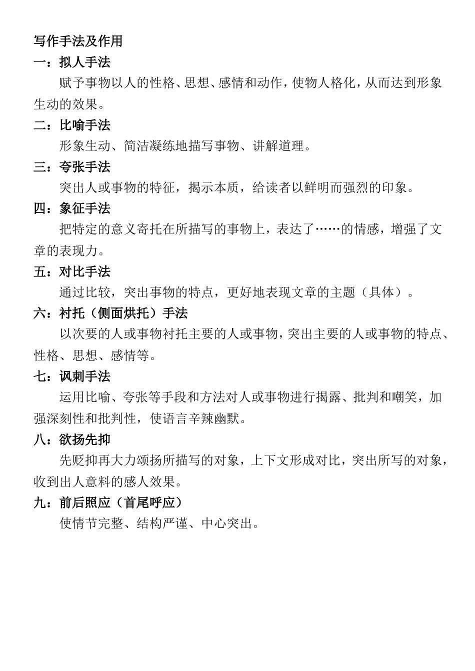 写作手法及作用_第1页