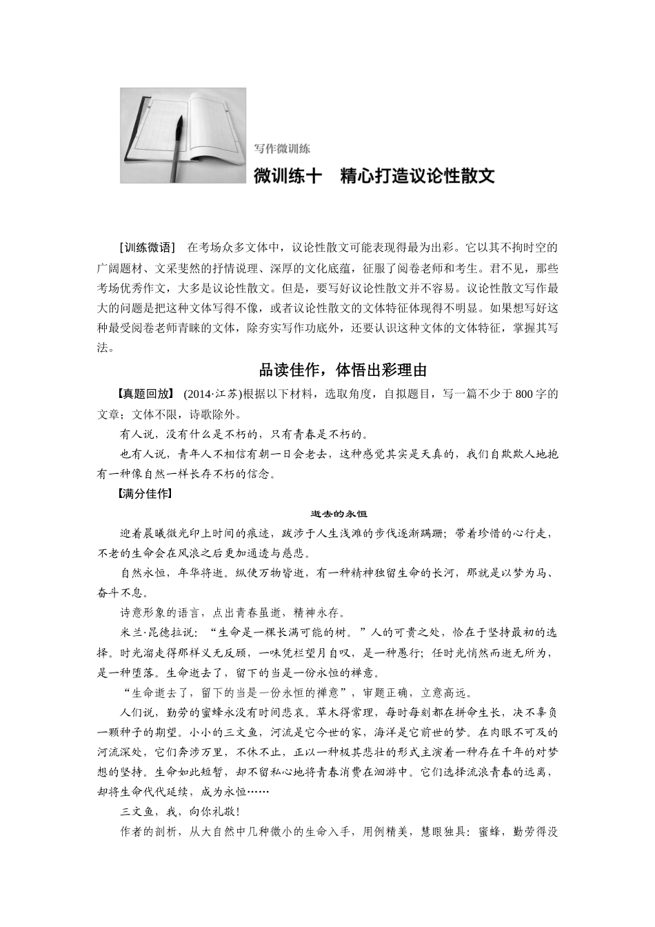 写作微训练十精心打造议论性散文_第1页