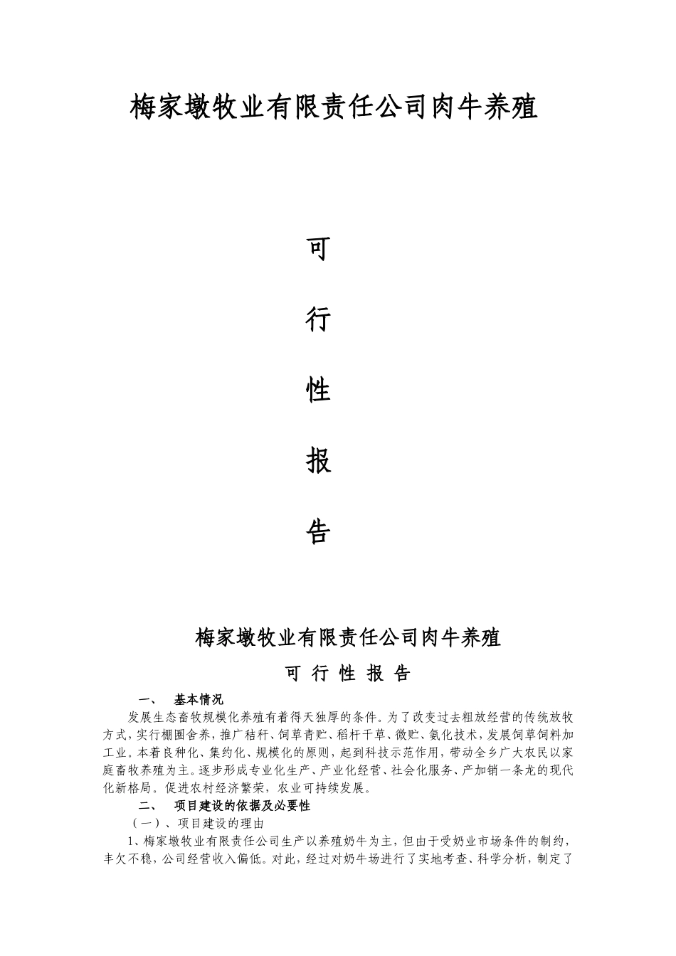 养牛项目可行性报告_第1页