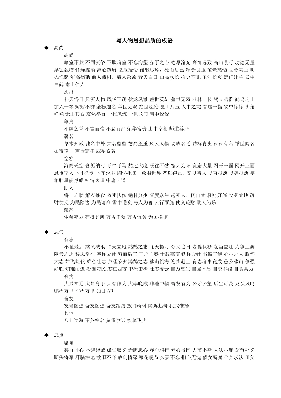 写人物思想品质的成语_第1页