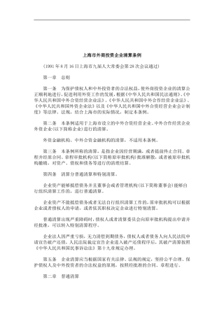 刑法诉讼上海市外商投资企业清算条例
