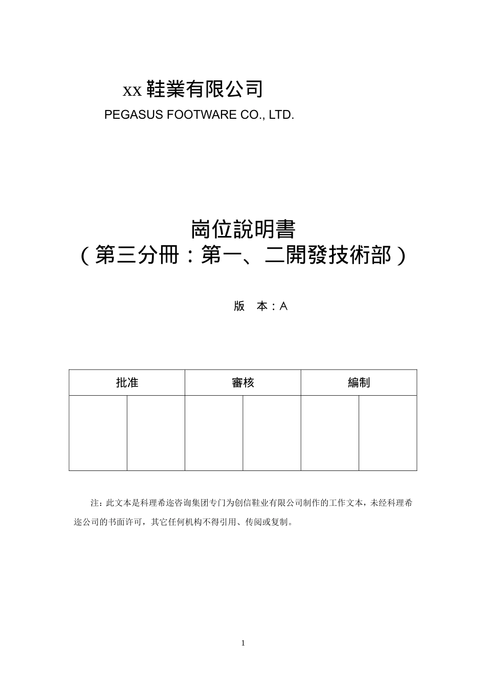 制鞋企业--岗位说明书(3)技术开发(鞋厂)_第1页