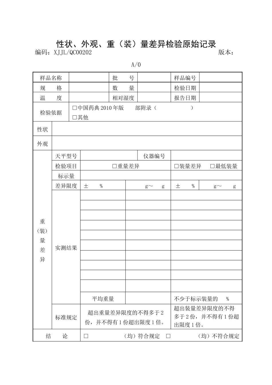制药企业全套检验记录(DOC)_第2页