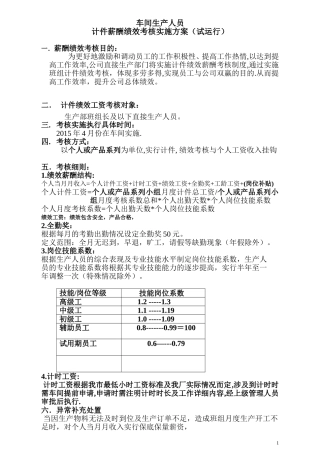 制造生产部计件薪资方案