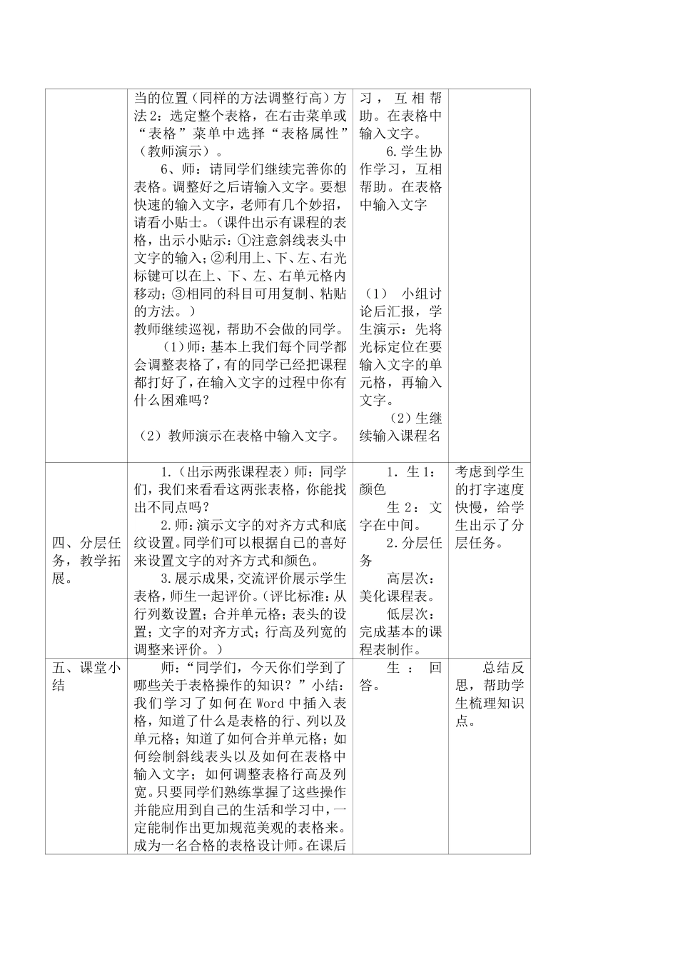 制作课程表教学设计(公开课)_第3页