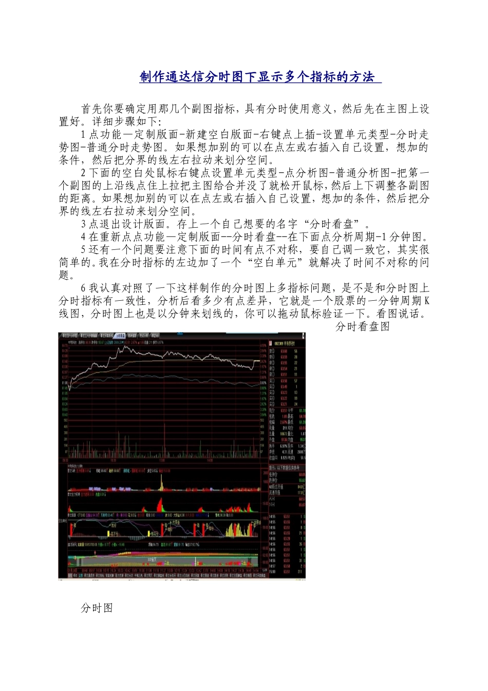 制作通达信分时图下显示多个指标的方法_第1页