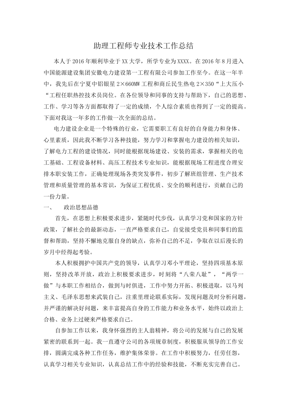 助理工程师专业技术总结_第1页
