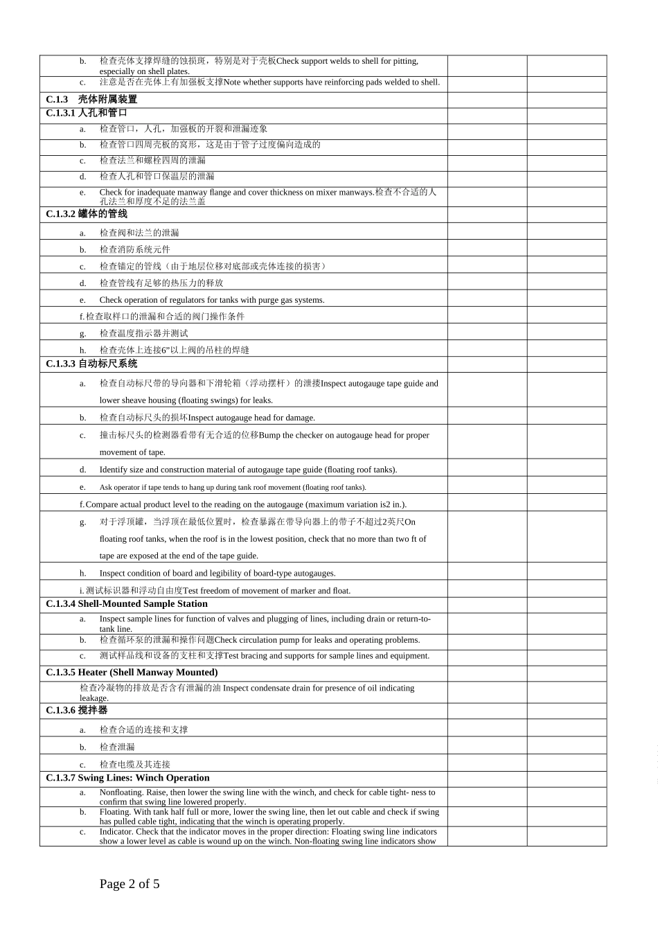 储罐在线检查检查表_第2页