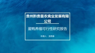 蛋鸭养殖可行性研究报告