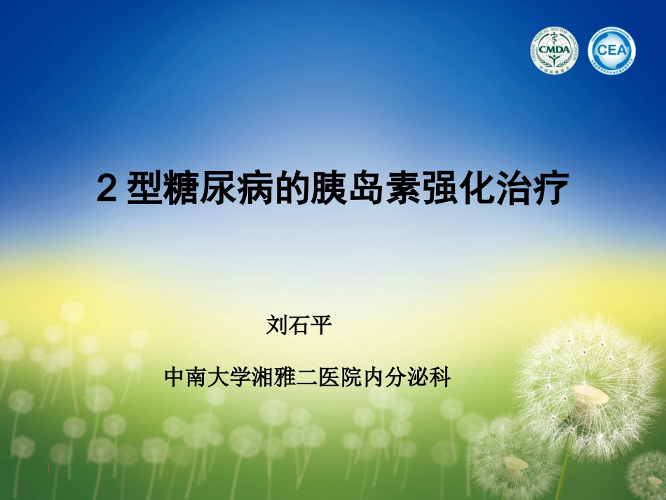 二型糖尿病的胰岛素强化治疗刘石平教授_第1页