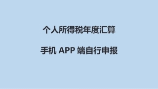个人所得税手机APP端自行申报