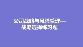 公司战略和风险管理战略选择练习题