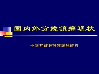 国内外分娩镇痛现状概述