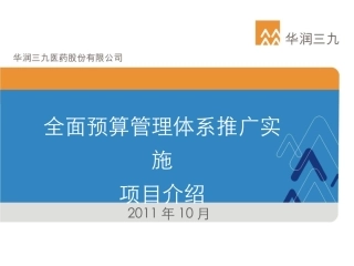 华润全面预算管理体系推广实施项目介绍课件