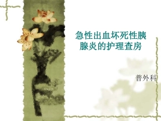 急性出血性坏死胰腺炎的护理查房修订版