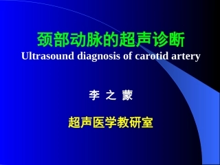颈部动脉的超声诊疗