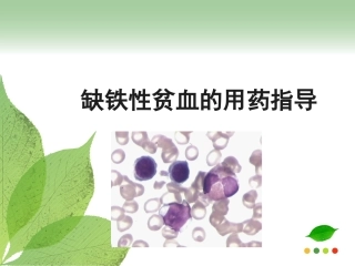 缺血性贫血的用药指导建议精