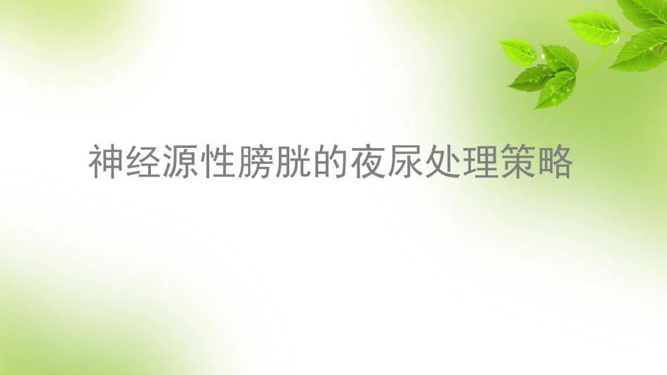 神经源性膀胱的夜尿处置策略_第1页