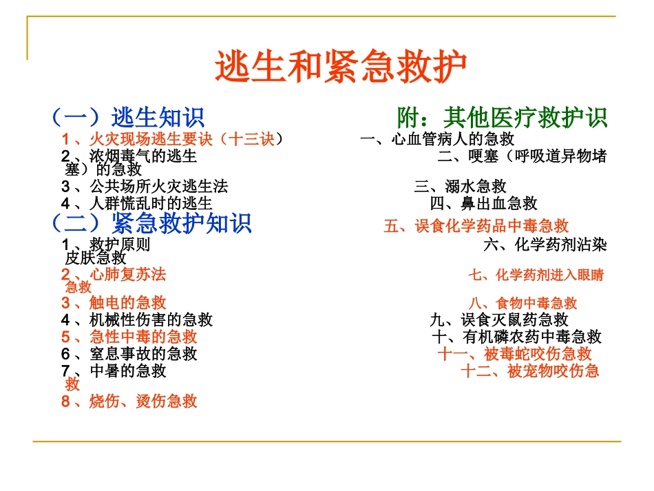 逃生和紧急救护安全主题班会课件_第2页