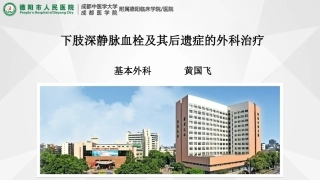 下肢深静脉血栓及其后遗症的外科治疗