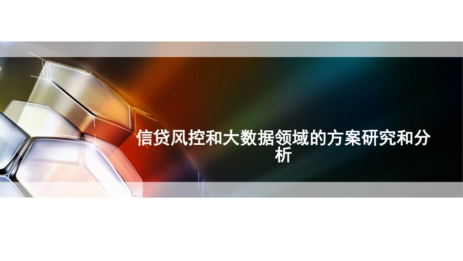 信贷风控和大数据领域的方案研究和分析_第1页