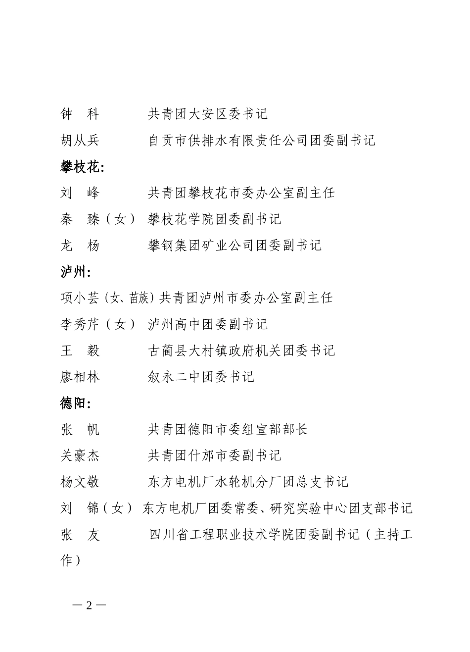 四川省优秀共青团干部名单_第2页
