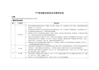 商场餐饮厨房、商户安全管控标准
