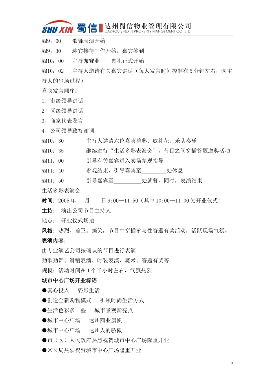 四川城市中心广场开业策划方案_第3页