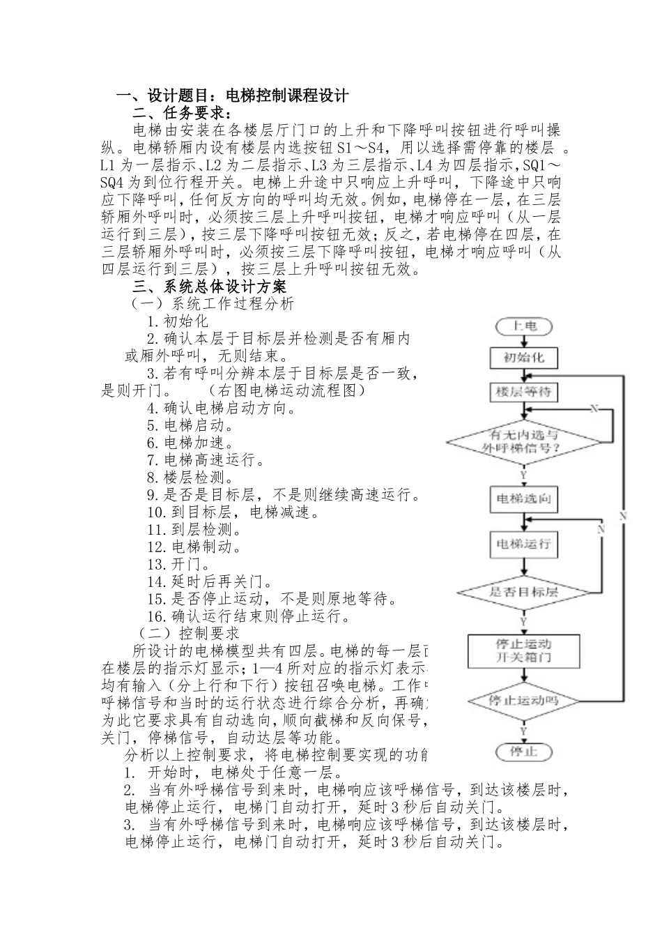 四层电梯设计报告_第1页