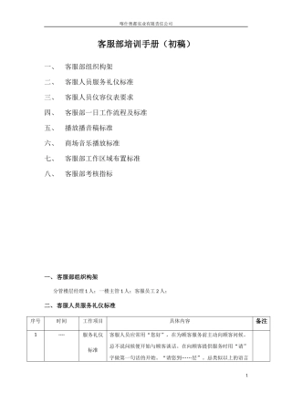 商场客服部管理制度