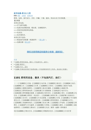 商标第11类明细