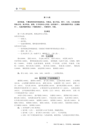 商标分类第16类