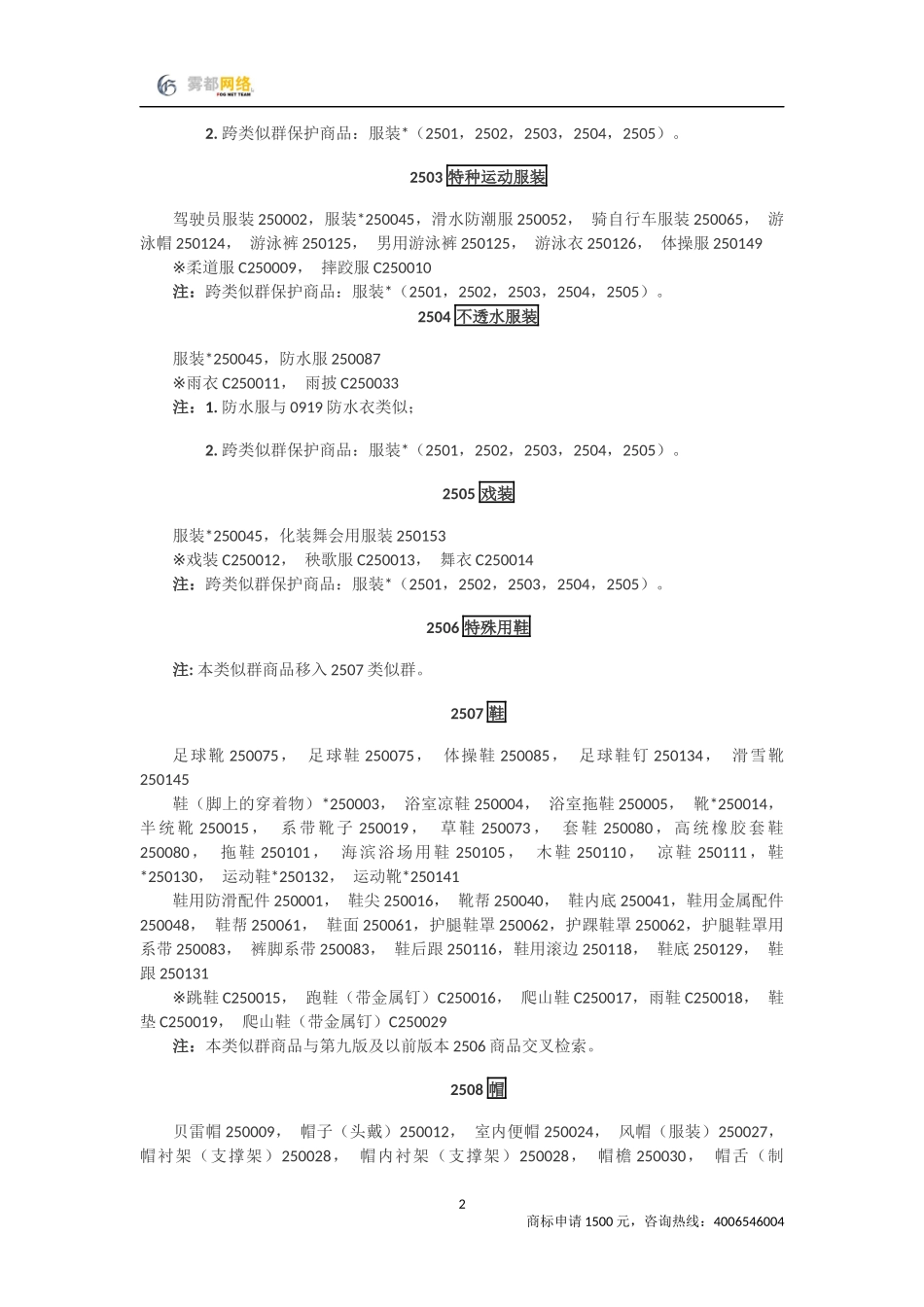 商标分类第25类_第2页