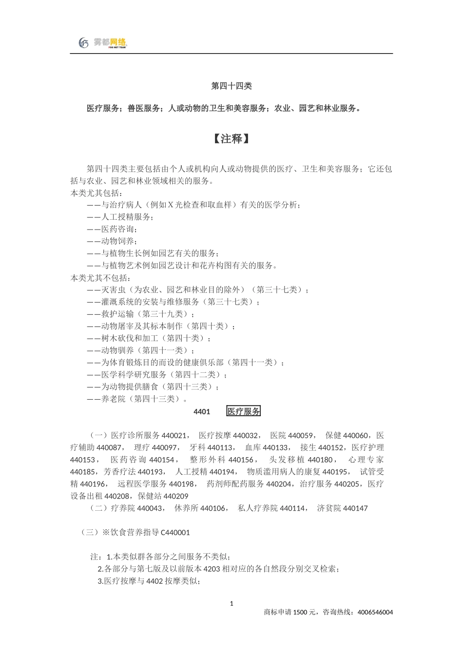 商标分类第44类_第1页