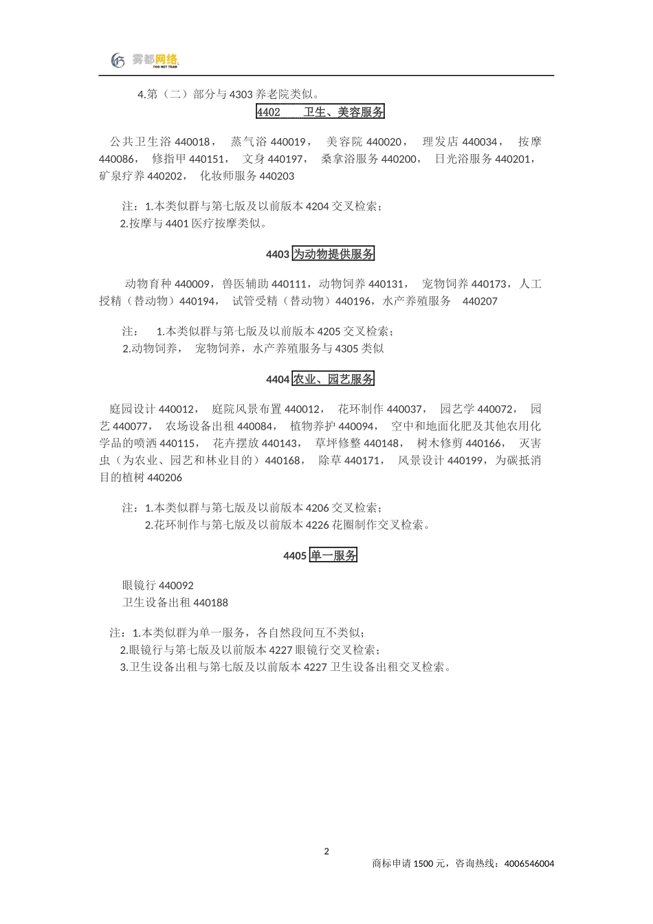 商标分类第44类_第2页