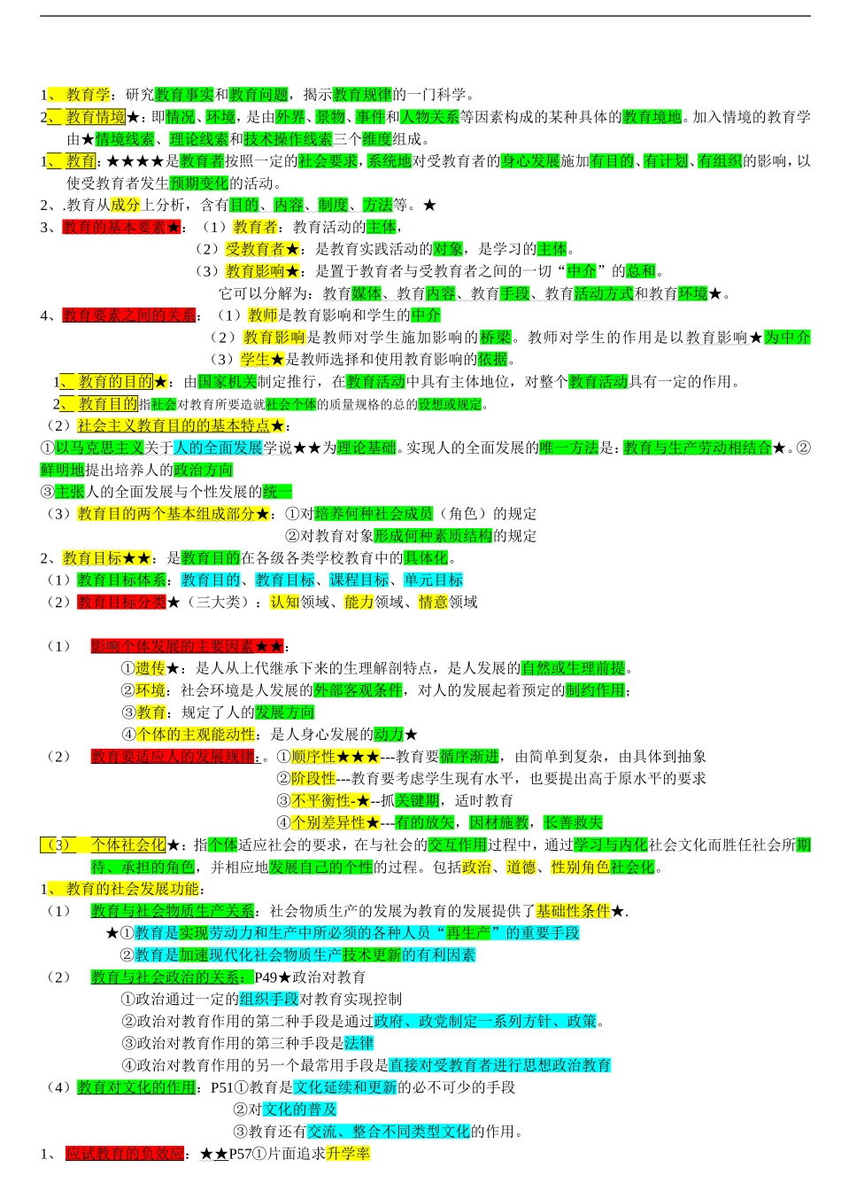 四川教师资格证教育学及心理学模拟题及复习资料-(修复的)_第1页