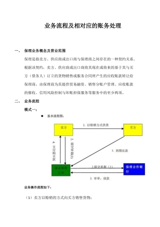 商业保理公司业务流程及账务处理