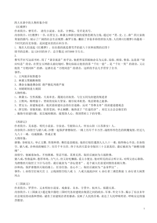 四大名著中的人物形象介绍