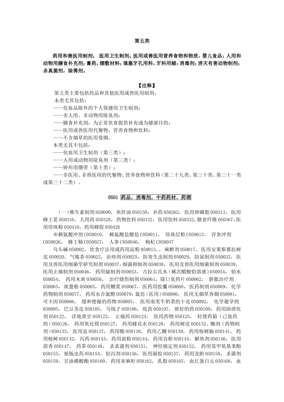 商标注册第5类详细列表_第1页