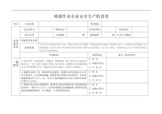 喷漆企业安全生产检查表